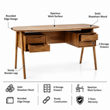 Trace Solid Sheesham Wood Study Table with Storage - 3 Years Warranty