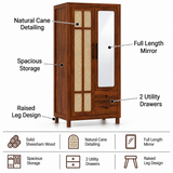 Robuston Solid Sheesham Wood Wardrobe With Two Doors, Mirror and Two Drawers - 3-Year