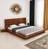 Lurid Solid Sheesham Wood Low Height Platform Bed with bedsides - 3 years Warranty