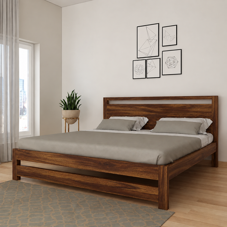 Jaipur Solid Wood Bed Without Storage - 3 Years Warranty