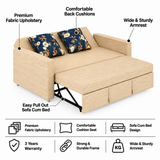 Victoria Fabric 3 Seater Pull Out Sofa Cum Bed(BEIGE) - 24 Months Warranty