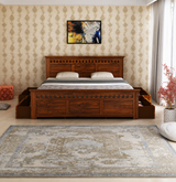 Armania Solid Sheesham Wood Bed With Four Drawer Storage - 3 Years Warranty