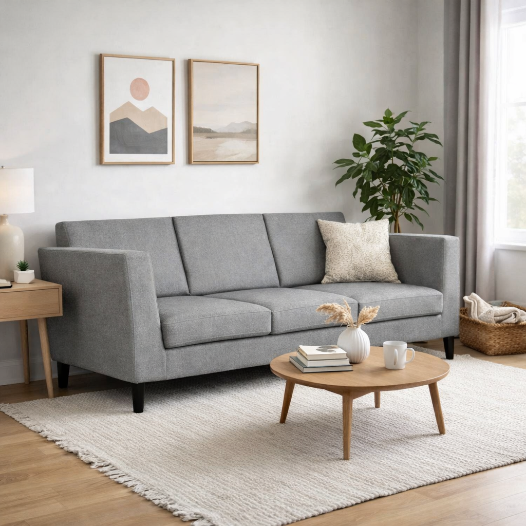 MANALI Three Seater Upholstered Sofa Velvet - 3 Years Warranty