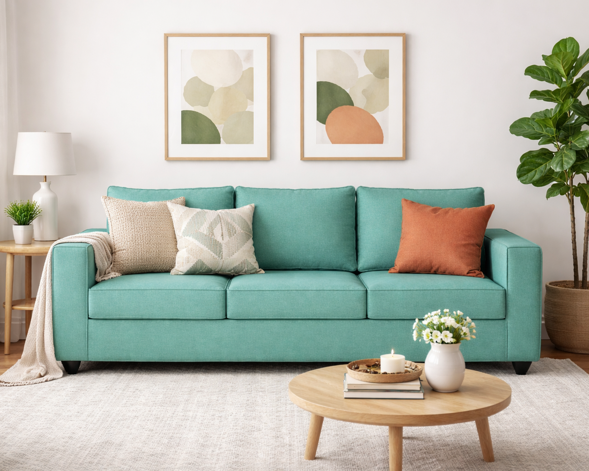 GOA Three Seater Upholstered Sofa Velvet - 3 Years Warranty