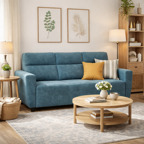 Roman Three Seater Upholstered Sofa Velvet - 3 Years Warranty