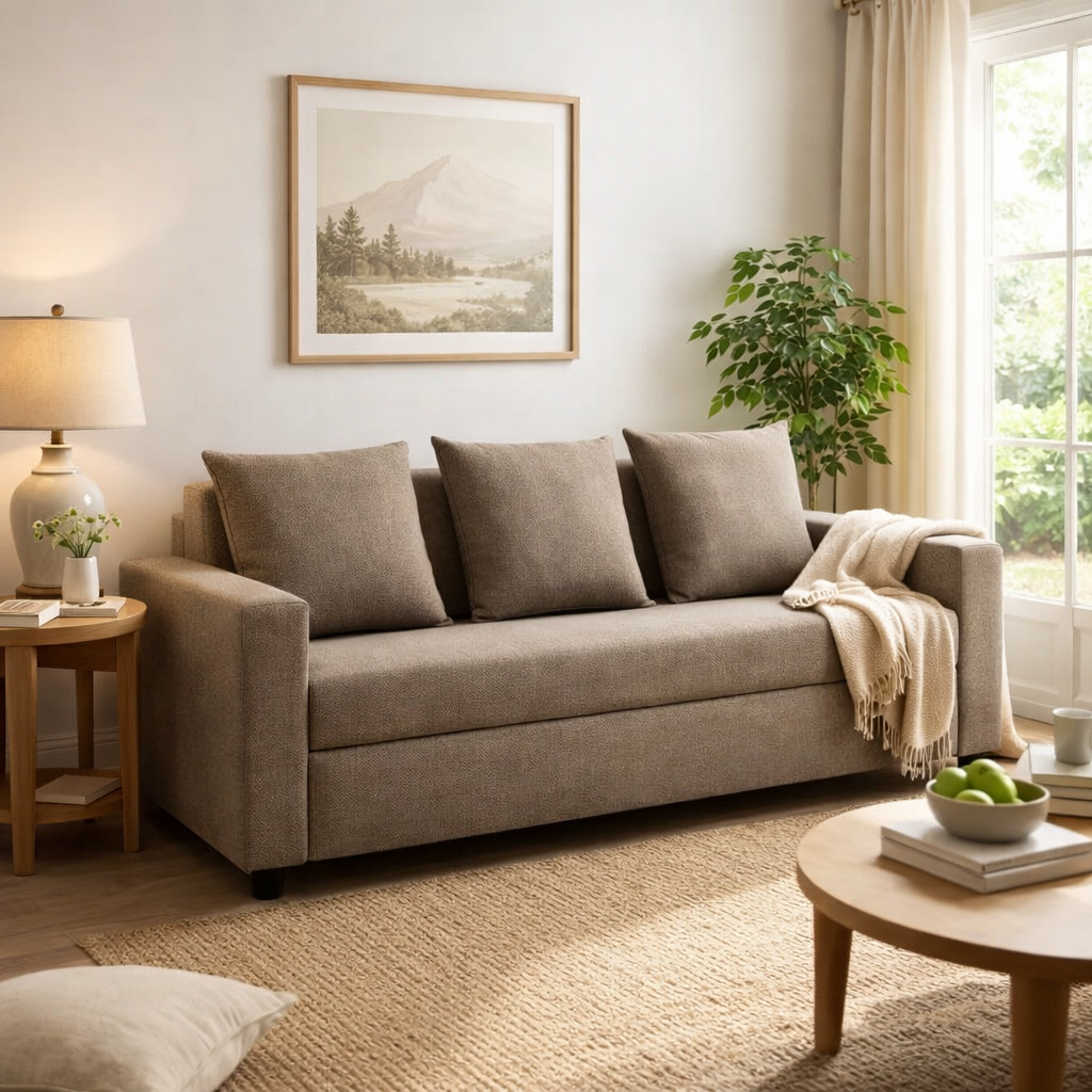 OOTY Three Seater Upholstered Sofa Velvet - 3 Years Warranty