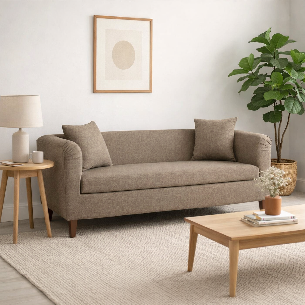 Ronny Three Seater Upholstered Sofa Velvet - 12 Months Warranty - BROWN