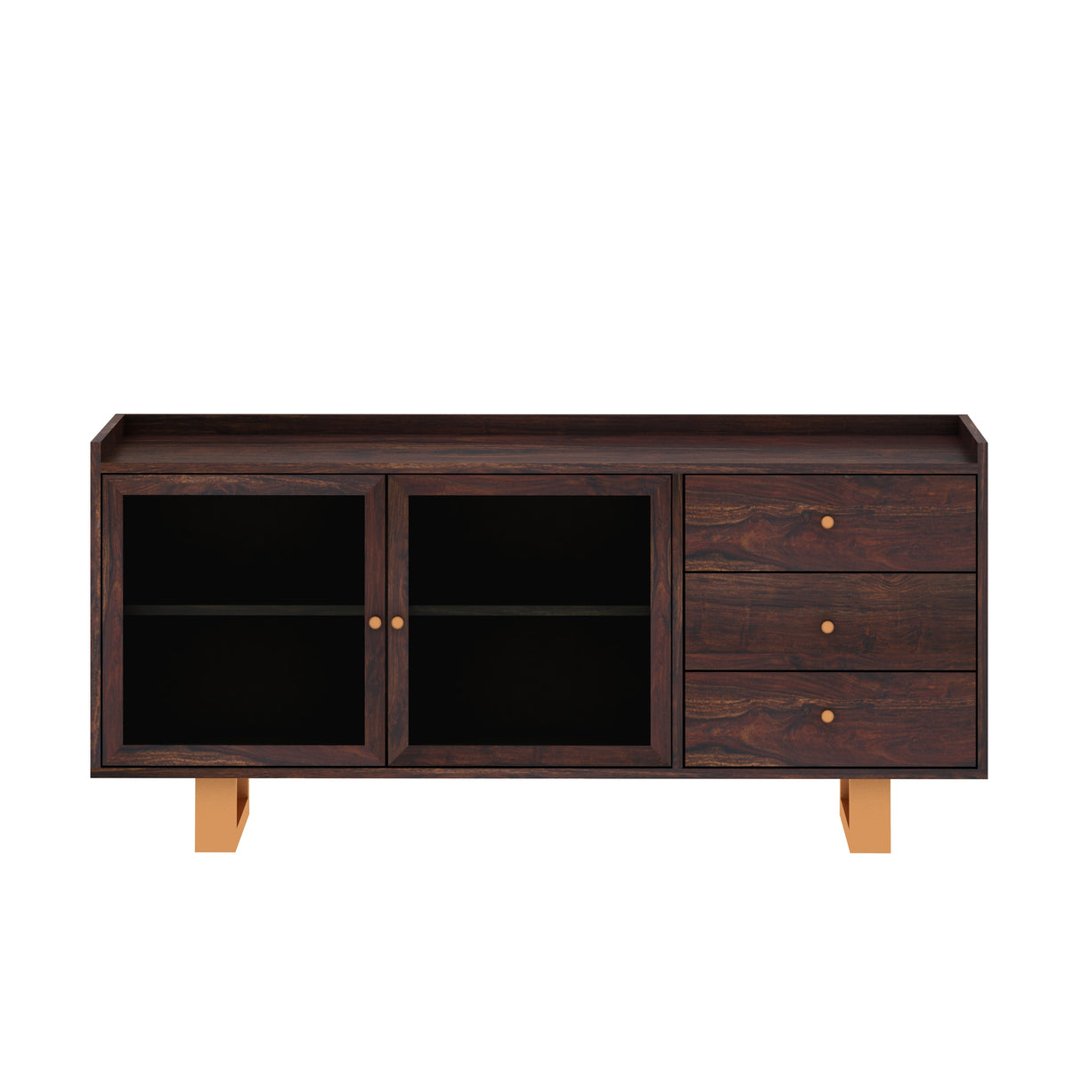 Victoria Solid Sheesham Wood Sideboard With Doors and Drawer Storage - 1 Year Warranty