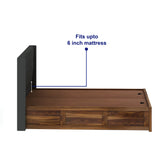 Swiss Solid Sheesham Wood Bed With Box Storage & Fabrio Style Upholstered Headboard-3 years Warranty(LUXE EDITION)