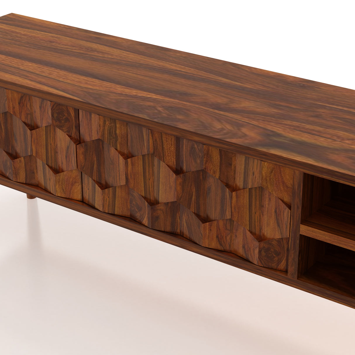 Hexa Solid Sheesham Wood TV Unit - 3 Years Warranty