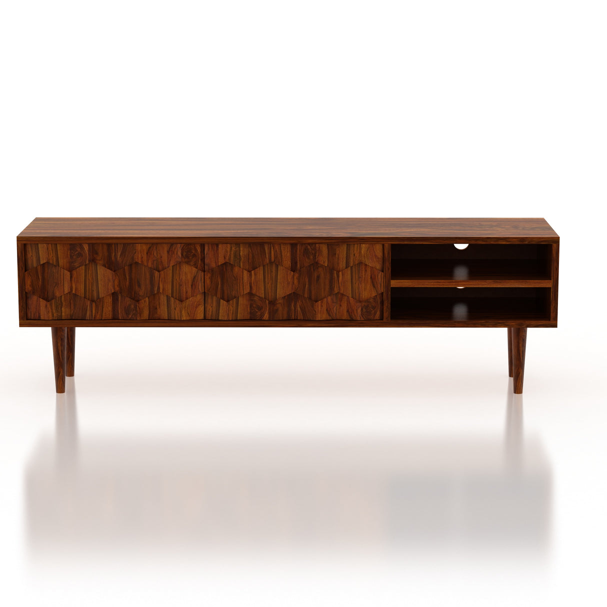 Hexa Solid Sheesham Wood TV Unit - 3 Years Warranty