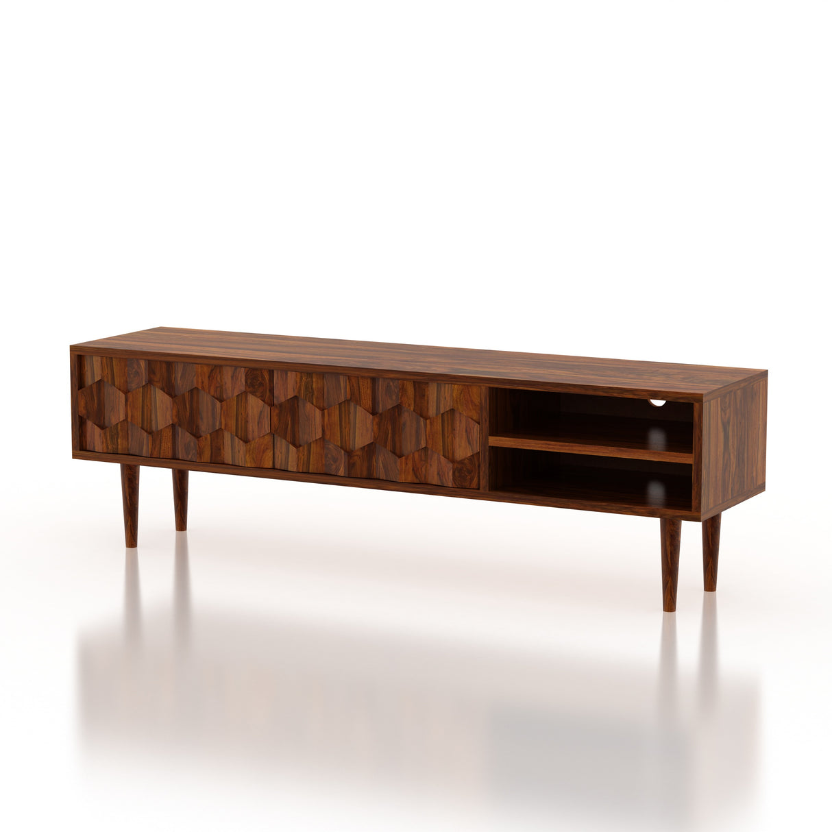 Hexa Solid Sheesham Wood TV Unit - 3 Years Warranty