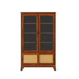 Cosmos CANE Sliding Door Display Unit in Solid Sheesham Wood - 3 Years Warranty