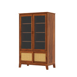 Cosmos CANE Sliding Door Display Unit in Solid Sheesham Wood - 3 Years Warranty