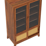 Cosmos CANE Sliding Door Display Unit in Solid Sheesham Wood - 3 Years Warranty