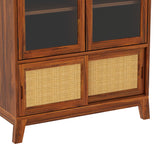 Cosmos CANE Sliding Door Display Unit in Solid Sheesham Wood - 3 Years Warranty