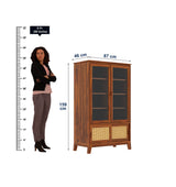 Cosmos CANE Sliding Door Display Unit in Solid Sheesham Wood - 3 Years Warranty