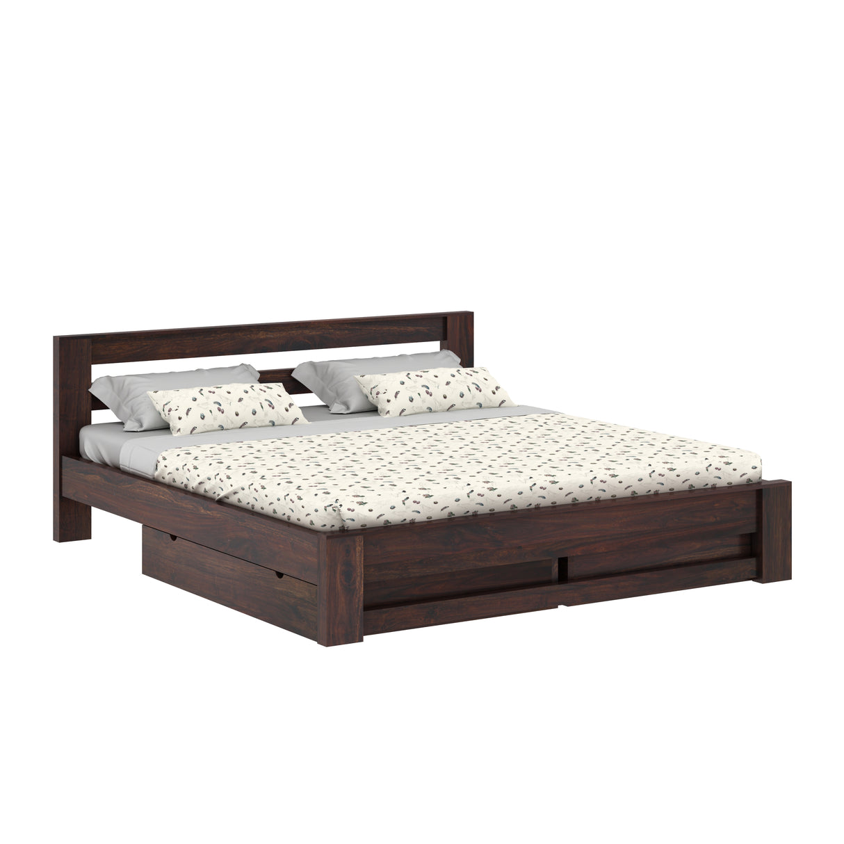 Foster Bed in Solid Sheesham Wood With Drawer Storage - 3 Years Warranty
