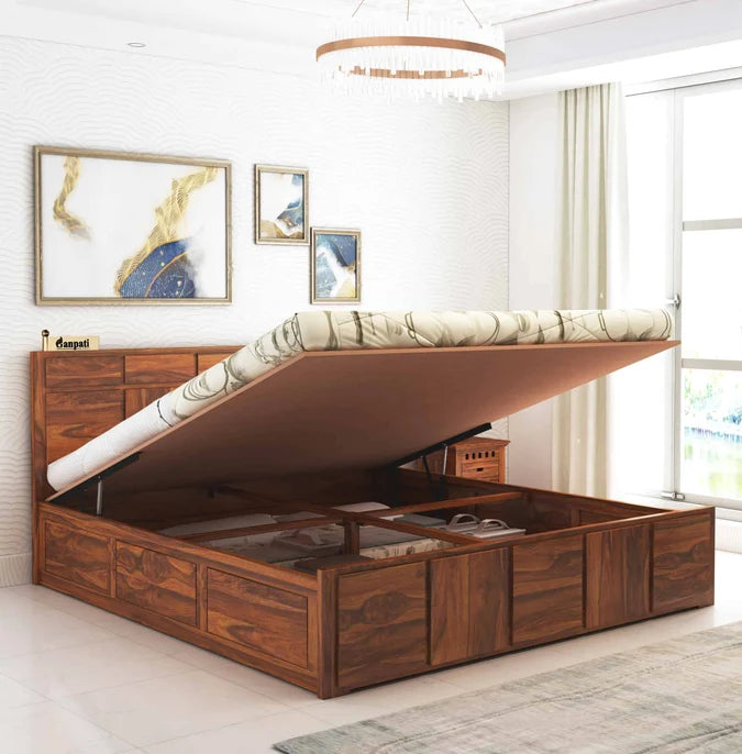 Scott Solid Sheesham Wood Bed With Hydraulic Storage - 3 Years Warranty features