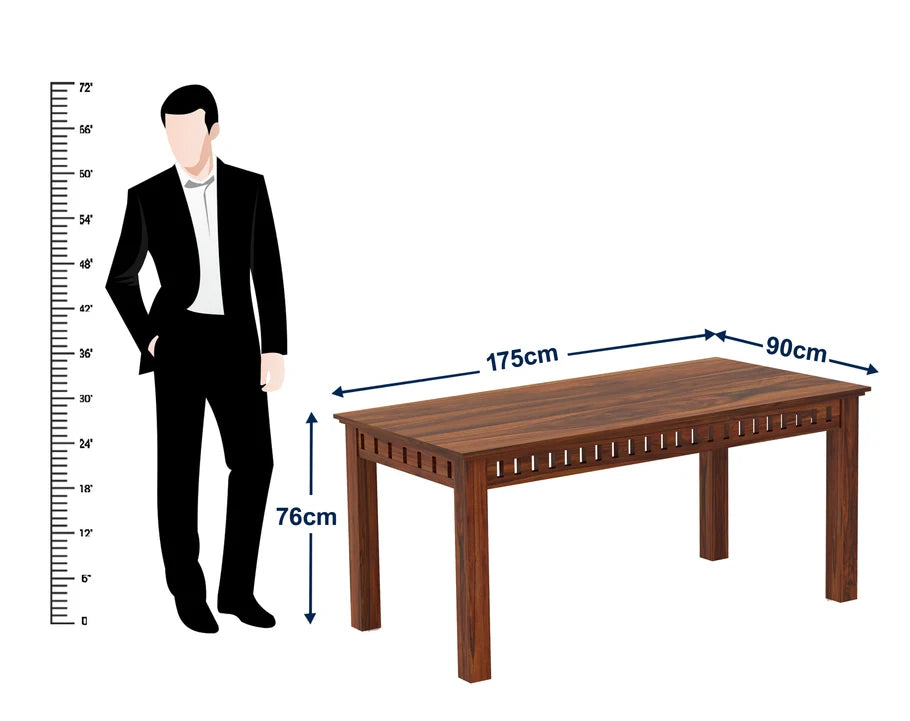 Armania Solid Sheesham Wood 6 Seater Dining Table - 3 Years Warranty