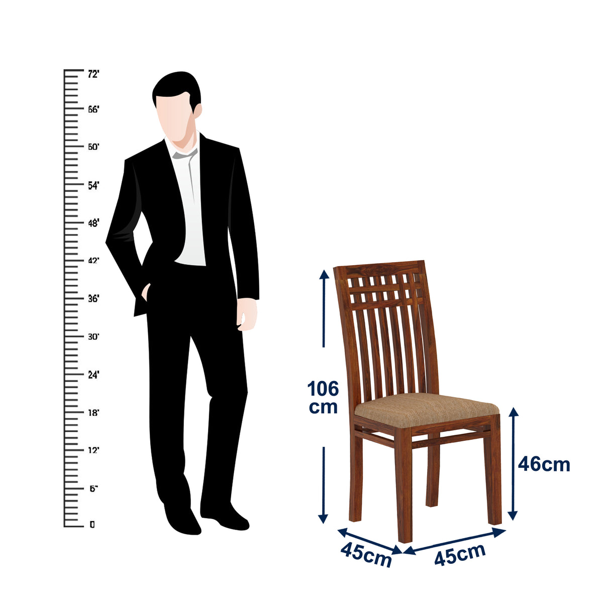 Armania Solid Sheesham Wood Dining Chair - 3 Years Warranty