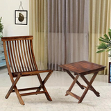 Retro Solid Sheesham Wood Folding Stool - 3 years Warranty