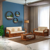 Wave Solid Sheesham Wood 5 Seater Sofa Set 3+2 - 3 Years Warranty
