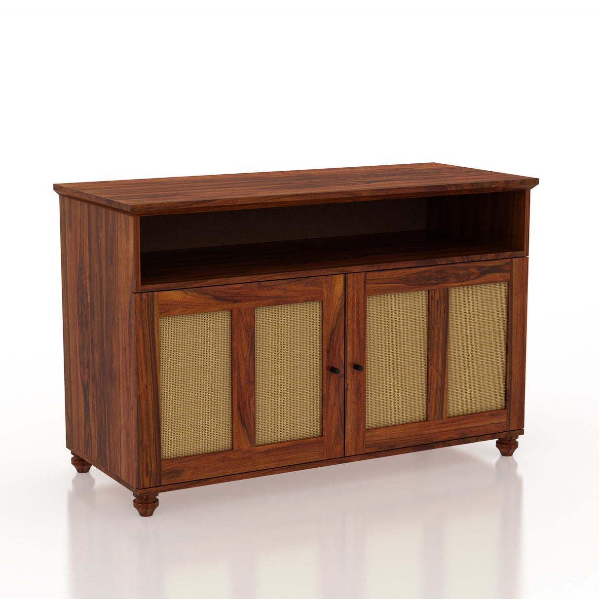 Fusion Cane Solid Sheesham Wood Display Unit/Sideboard - 3 Years Warranty