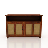 Fusion Cane Solid Sheesham Wood Display Unit/Sideboard - 3 Years Warranty