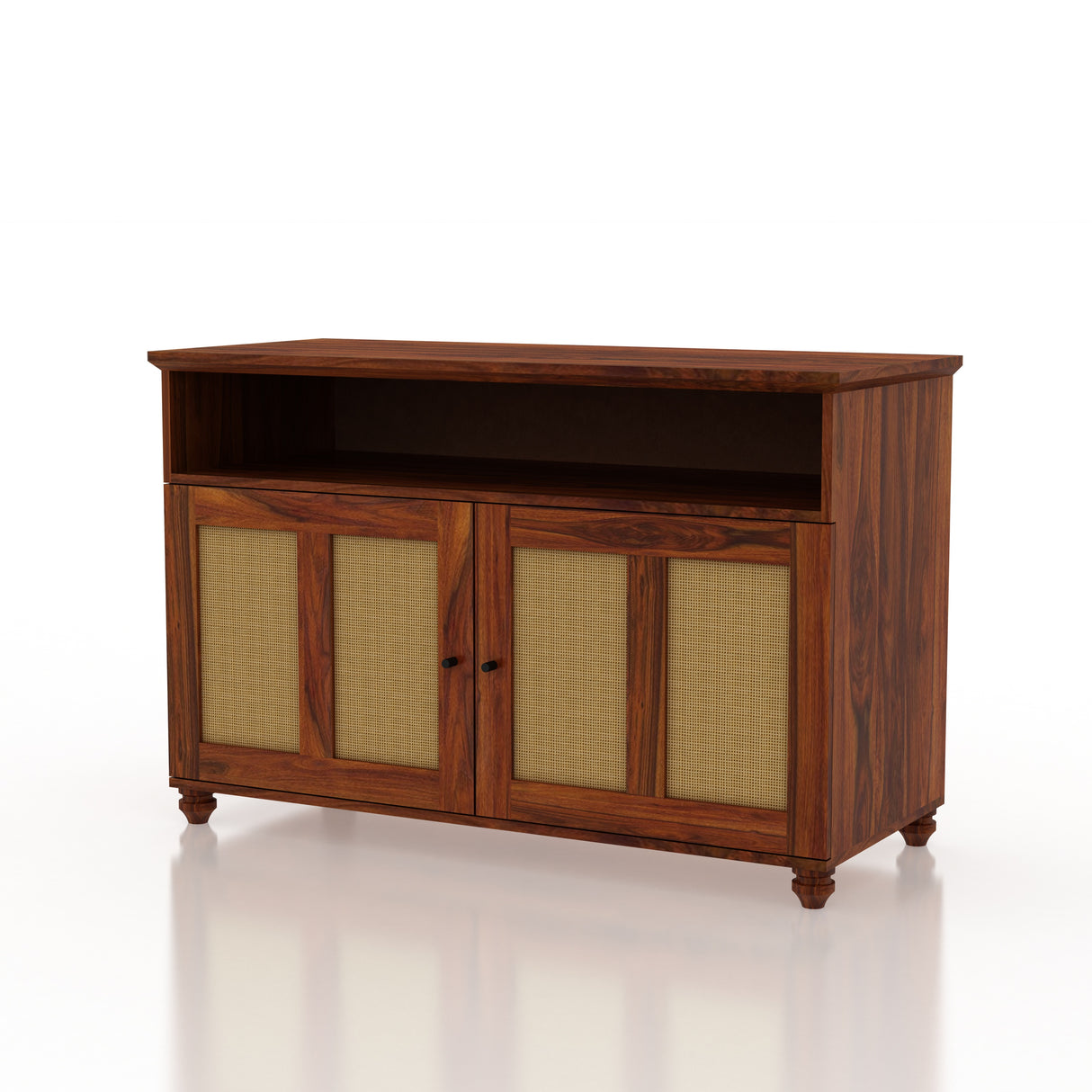 Fusion Cane Solid Sheesham Wood Display Unit/Sideboard - 3 Years Warranty