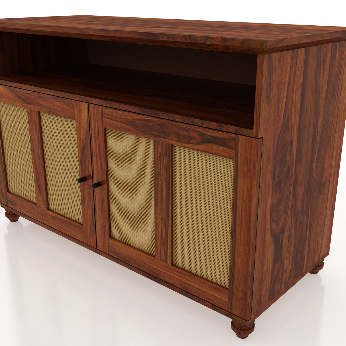 Fusion Cane Solid Sheesham Wood Display Unit/Sideboard - 3 Years Warranty