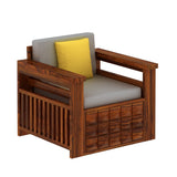 Oslo Solid Sheesham Wood Single Seater Sofa With Side Pockets - 3 Years Warranty