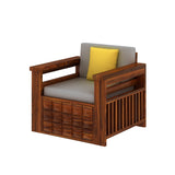 Oslo Solid Sheesham Wood Single Seater Sofa With Side Pockets - 3 Years Warranty
