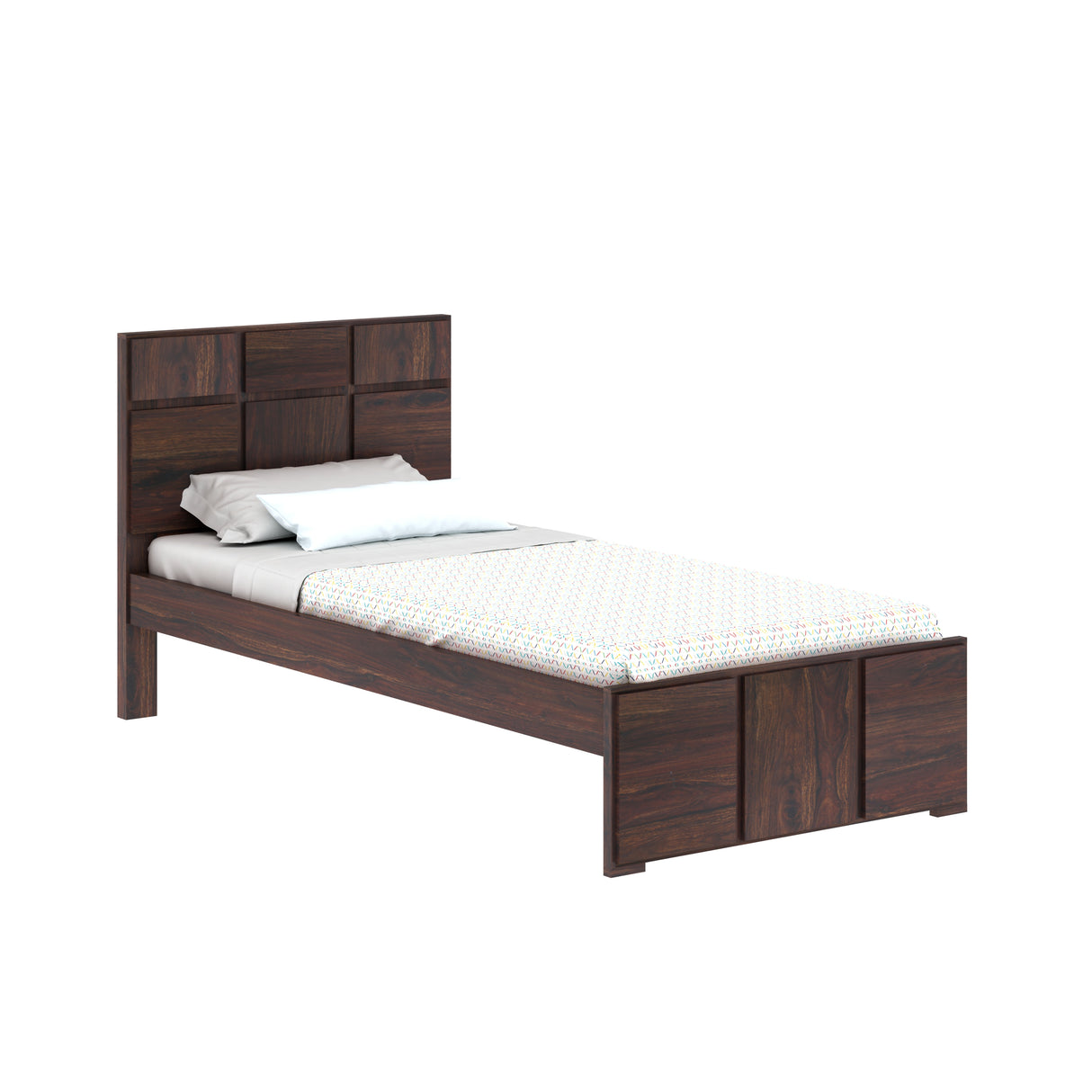 Scott Solid Sheesham Wood Single Bed  - 1 Year Warranty