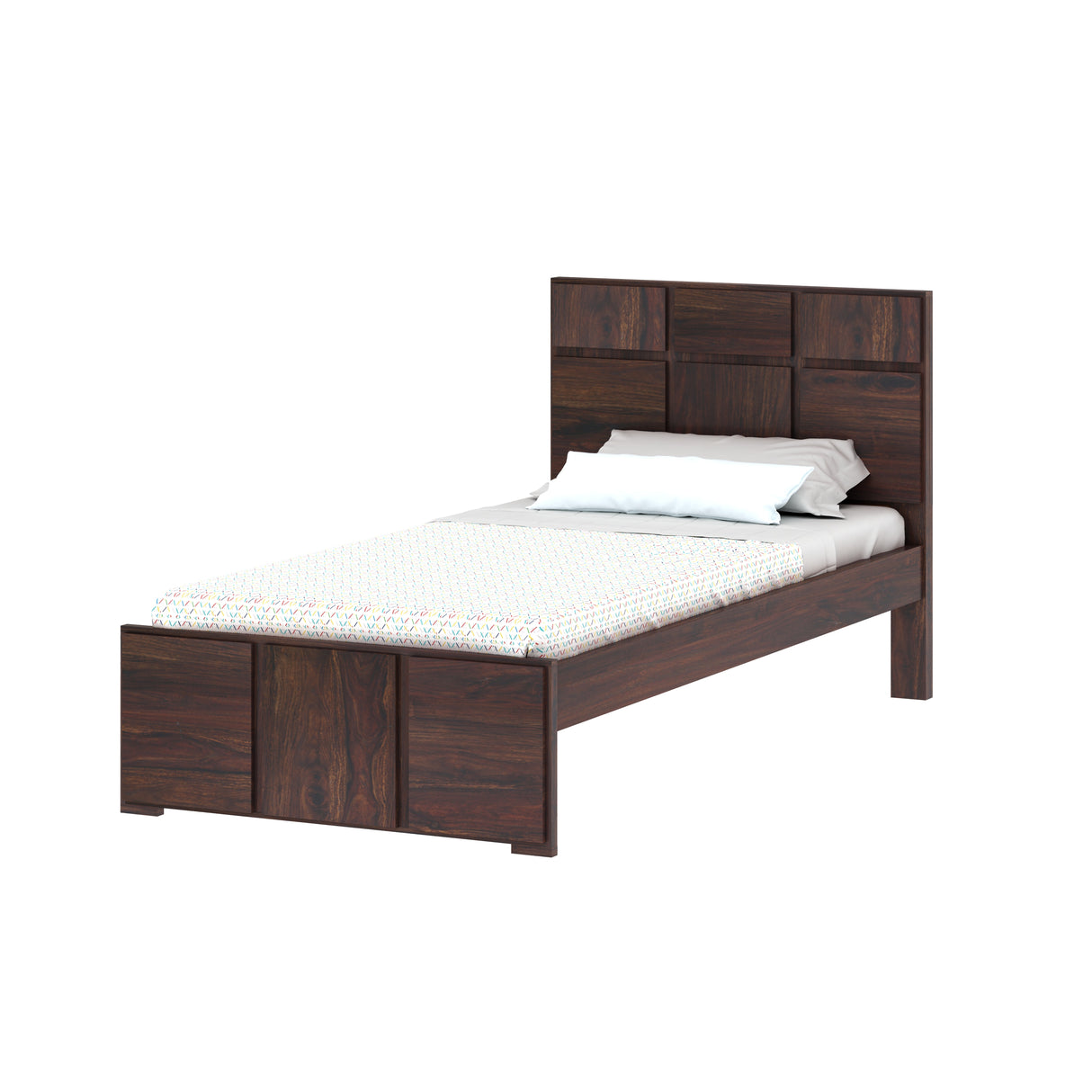 Scott Solid Sheesham Wood Single Bed  - 1 Year Warranty