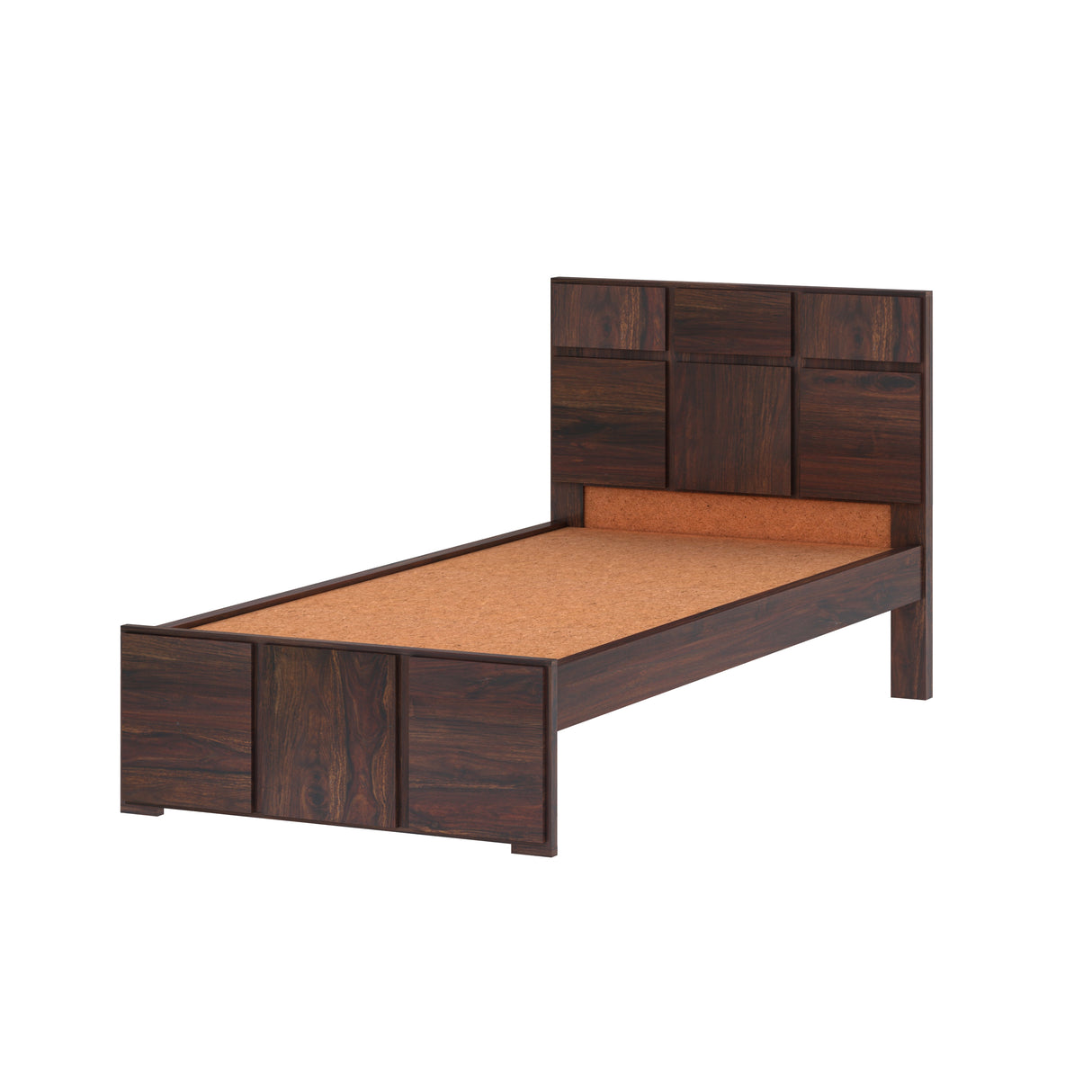 Scott Solid Sheesham Wood Single Bed  - 1 Year Warranty