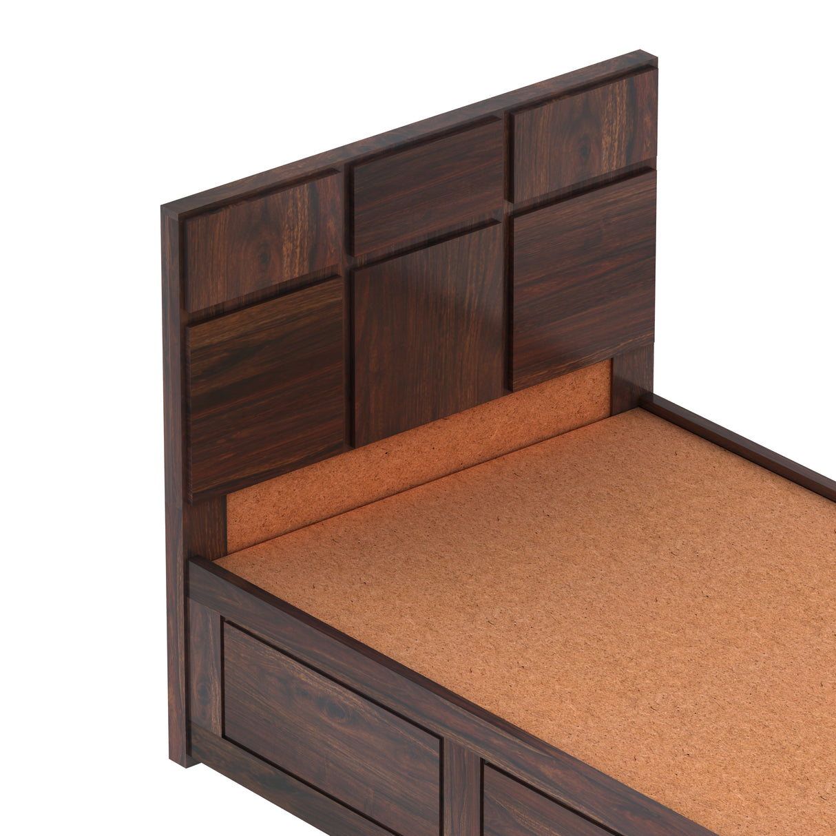 Scott Solid Sheesham Wood Single Bed With Box Storage - 1 Year Warranty