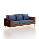 Bolt Solid Sheesham Wood 3 Seater Sofa With Side Storage - 3 Year Warranty (LUXE EDITION)