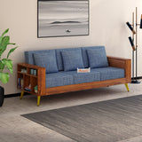 Bolt Solid Sheesham Wood 3 Seater Sofa With Side Storage - 3 Year Warranty (LUXE EDITION)