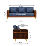 Bolt Solid Sheesham Wood 3 Seater Sofa With Side Storage - 3 Year Warranty (LUXE EDITION)