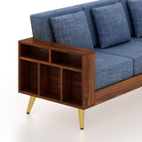 Bolt Solid Sheesham Wood 3 Seater Sofa With Side Storage - 3 Year Warranty (LUXE EDITION)