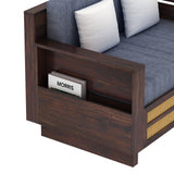 Syrus Solid Sheesham Wood 2 Seater Sofa With Side Pocket and Cane Design -3 Years Warranty