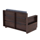 Syrus Solid Sheesham Wood 2 Seater Sofa With Side Pocket and Cane Design -3 Years Warranty