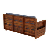 Syrus Solid Sheesham Wood 3 Seater Sofa With Side Pocket and Cane Design - 3 Year Warranty