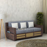 Syrus Solid Sheesham Wood 3 Seater Sofa With Side Pocket and Cane Design - 3 Year Warranty