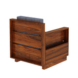 Syrus Solid Sheesham Wood Single Seater Sofa With Side Pocket and Cane Design - 3 Years Warranty