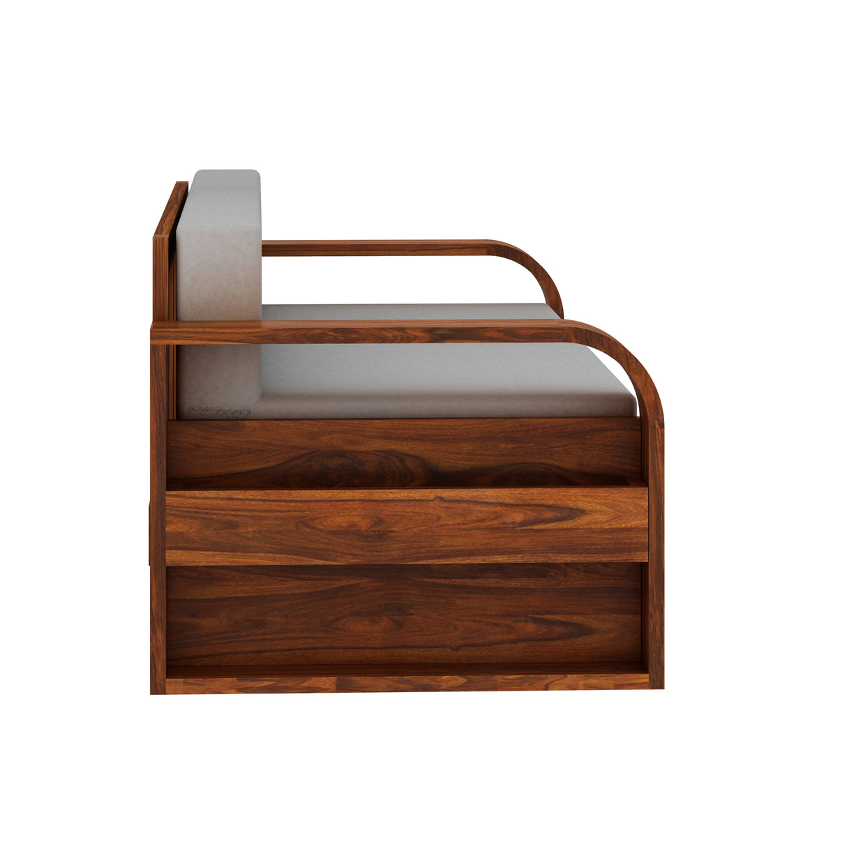 Wave Solid Sheesham Wood 3 Seater Sofa Cum Bed with Footboard Design - 3 years Warranty