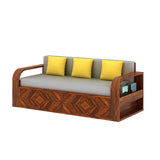 Wave Solid Sheesham Wood 3 Seater Sofa Cum Bed with Footboard Design - 3 years Warranty