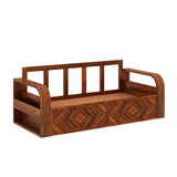 Wave Solid Sheesham Wood 3 Seater Sofa Cum Bed with Footboard Design - 3 years Warranty