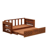 Raj Solid Sheesham Wood 3 Seater Sofa Cum Bed with Mini Storage and Side Pockets - 3 Years Warranty